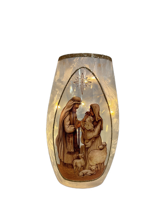 Rosy Brown Christmas 4.5" x 7" LED Glass Vase