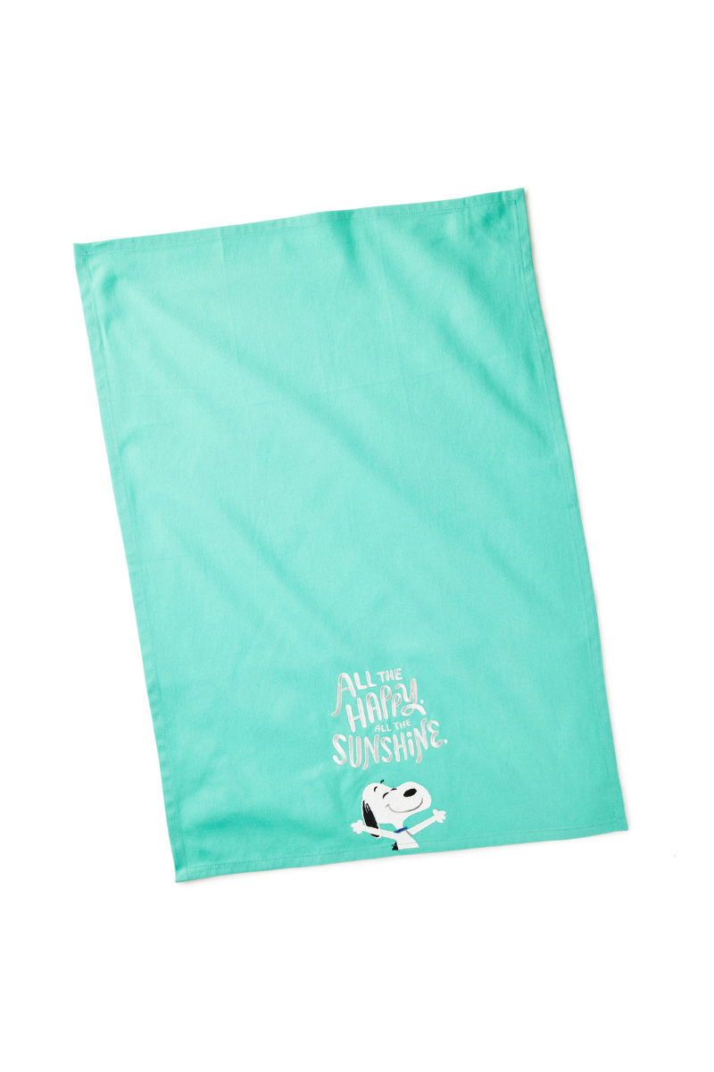 Aquamarine Peanuts® All the Happy Snoopy Tea Towel