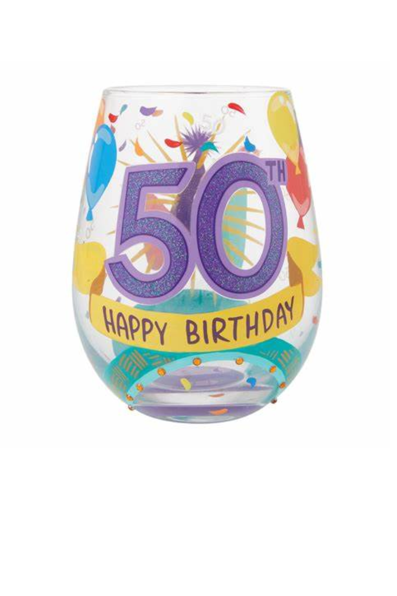 Gray Lolita 50th Birthday 20oz. Stemless Wine Glass