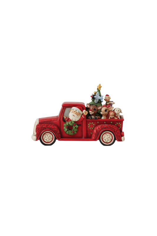 Brown Rudolph Traditions by Jim Shore - Rudolph in Red Pickup