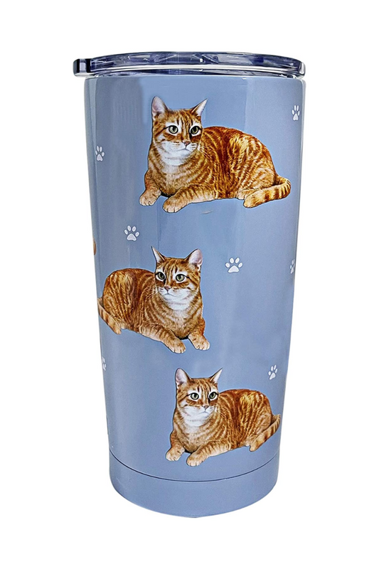 Light Slate Gray Pets Orange Tabby Stainless Steel Tumbler, 20 oz.