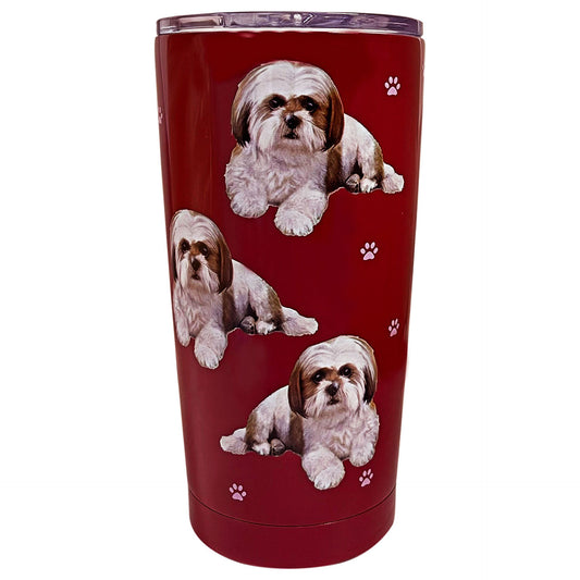 Dark Red Pets Shih Tzu Stainless Steel Tumbler, 20 oz