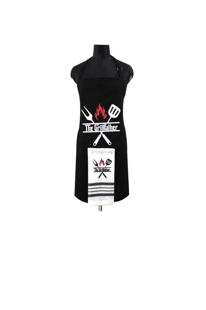Light Gray Nidico The GrillMaster Apron and Towel Set for Dad (Click to see the 6 designs)