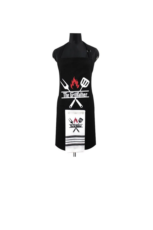 Light Gray Nidico The GrillMaster Apron and Towel Set for Dad (Click to see the 6 designs)