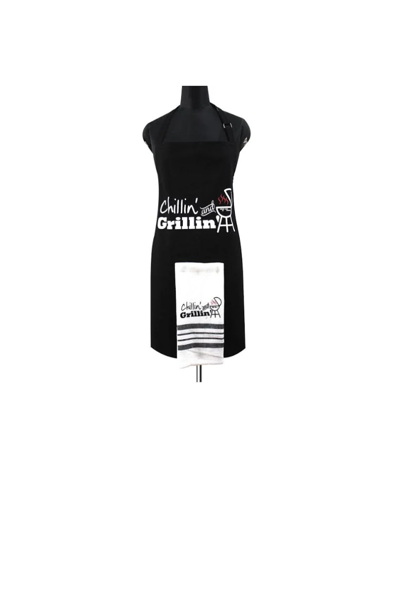 Light Gray Nidico The GrillMaster Apron and Towel Set for Dad (Click to see the 6 designs)
