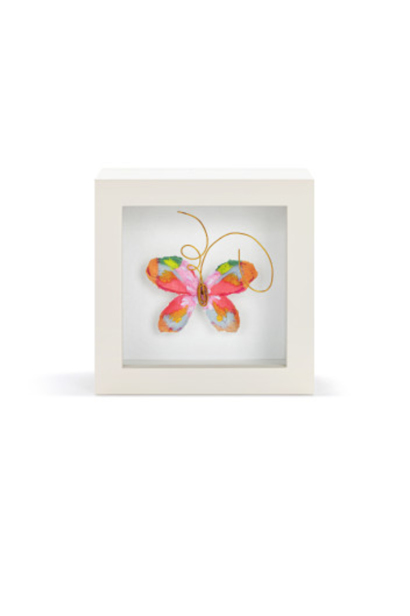 Light Gray Butterfly Shadow Box - 4in