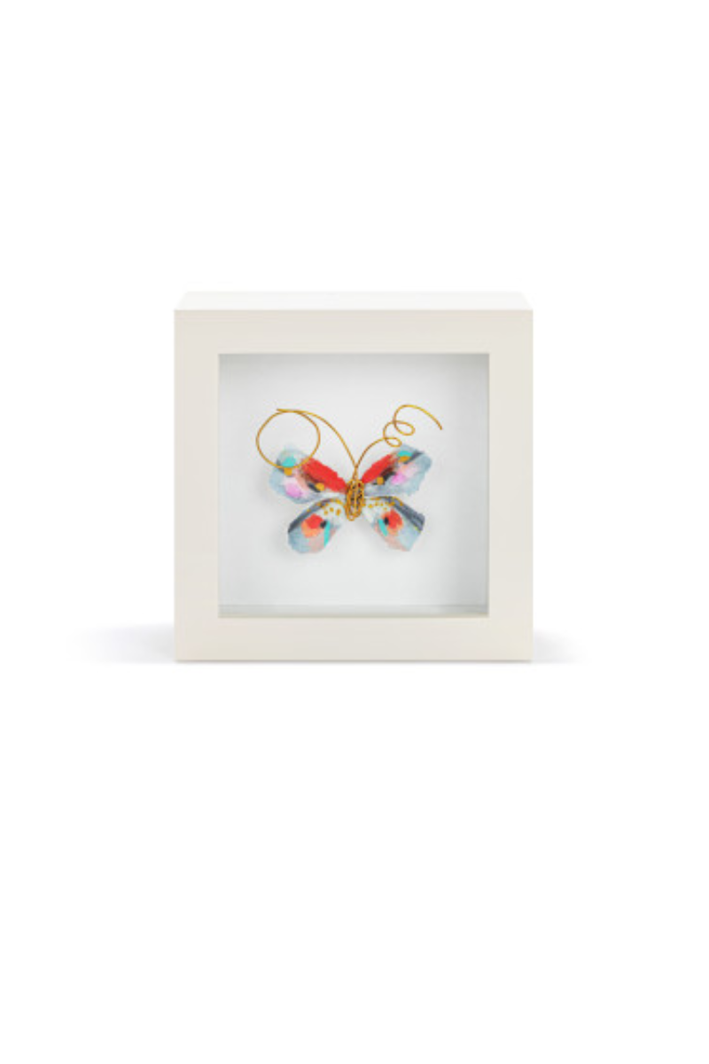 Light Gray Butterfly Shadow Box - 4in