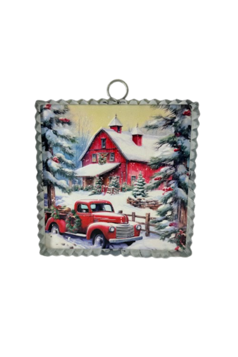 Light Slate Gray Happy Holidays Tin Wall Decor 6"