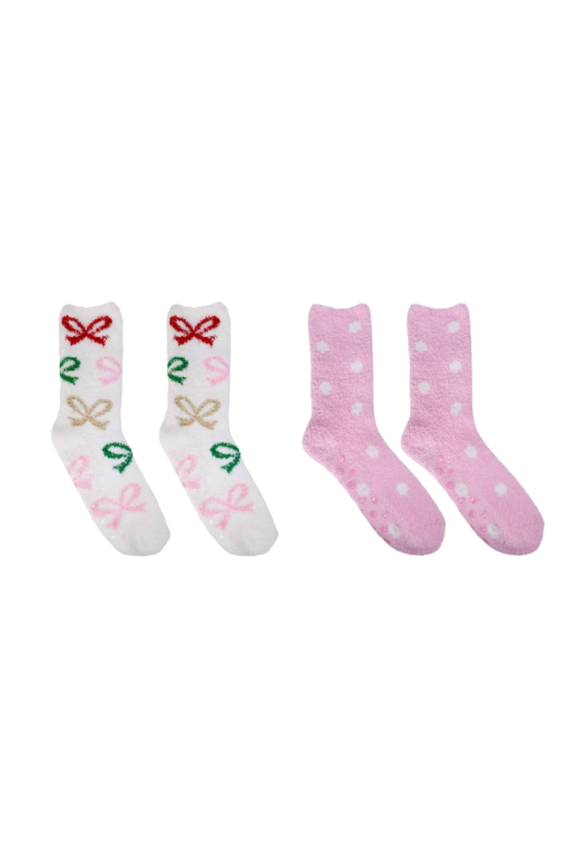 Thistle Christmas Bow Therapeutic Spa Socks