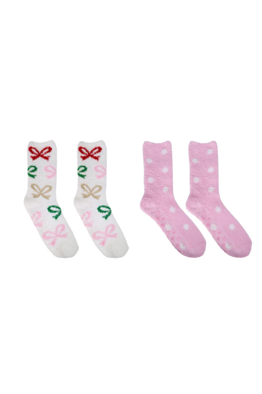 Thistle Christmas Bow Therapeutic Spa Socks