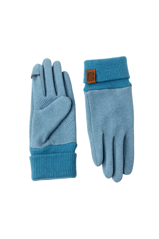 Cadet Blue Britt's Knits Pro Tip Texting Warm Gloves Double Ribbed Cuffs