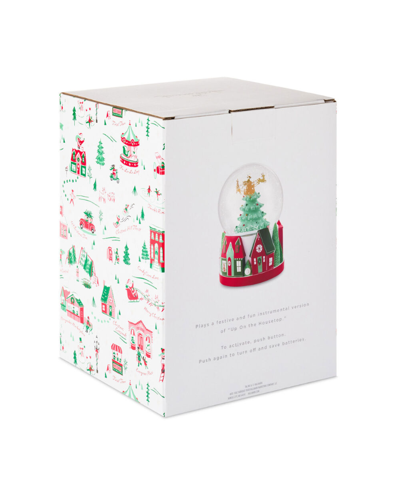 Lavender Santa's Flight Christmas Snow Globe With Sound and Motion