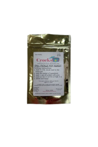 A gold packet of Crockstar cooking mix.