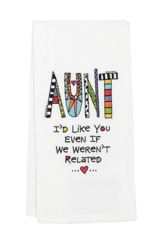 White Smoke Aunt Embroidered Dish Cloth Tea Towel
