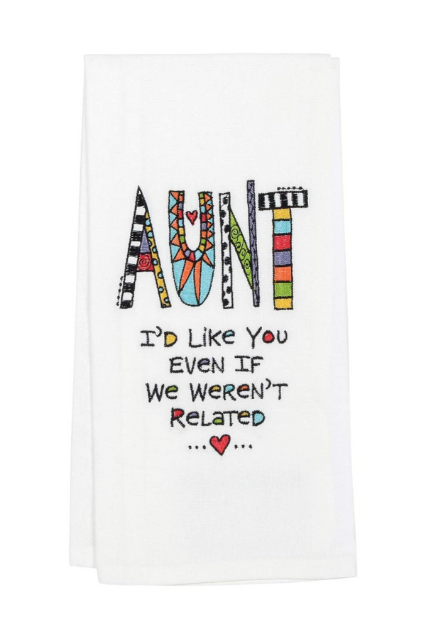 Aunt Embroidered Dish Cloth Tea Towel