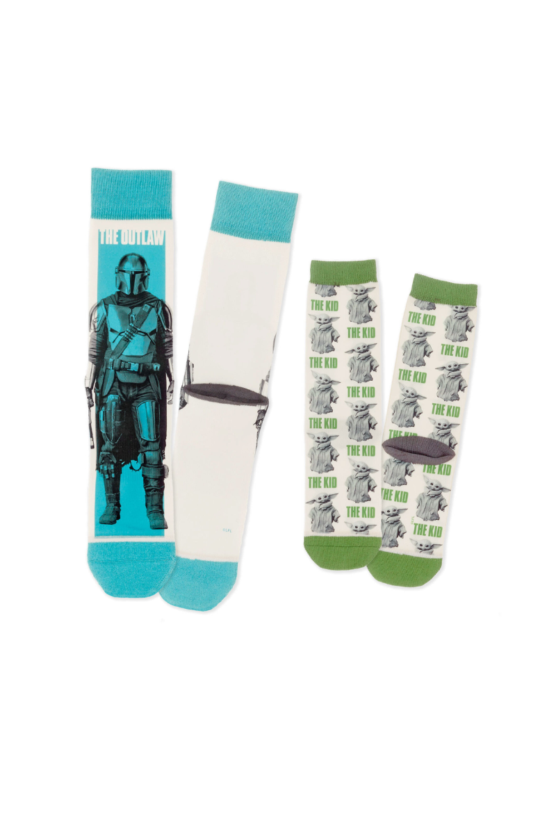 Dark Cyan Hallmark Star Wars: The Mandalorian™ and Grogu™ Adult and Child Novelty Crew Socks, Set of 2