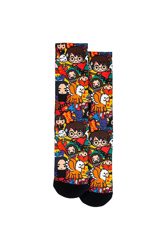 Spoontique - Harry Potter Collage Fun Crew Socks, One Size Fits Most Adult