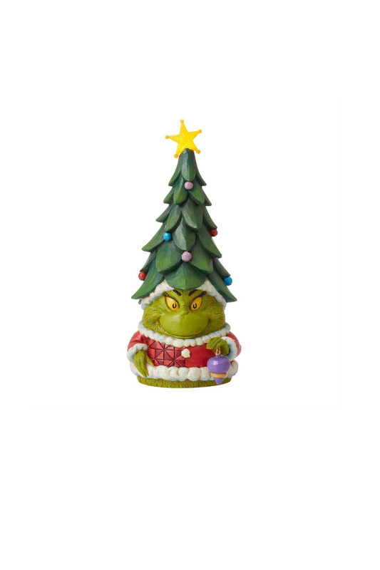 Dark Olive Green Jim Shore The Grinch: Grinch Gnome with Lit Star Christmas Tree Hat Fig