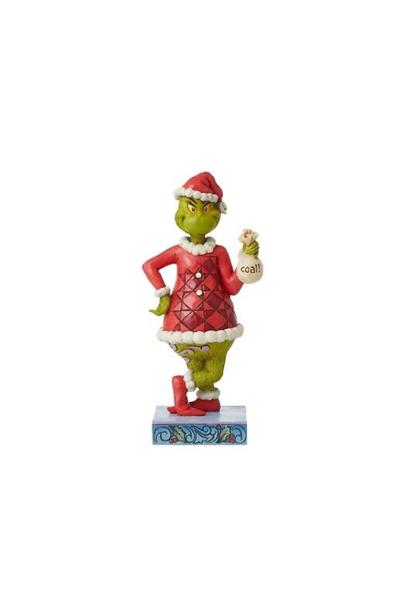 Gray Jim Shore The Grinch with Bag of Coal