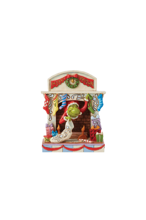 Jim Shore - Grinch Peaking Out of Fireplace