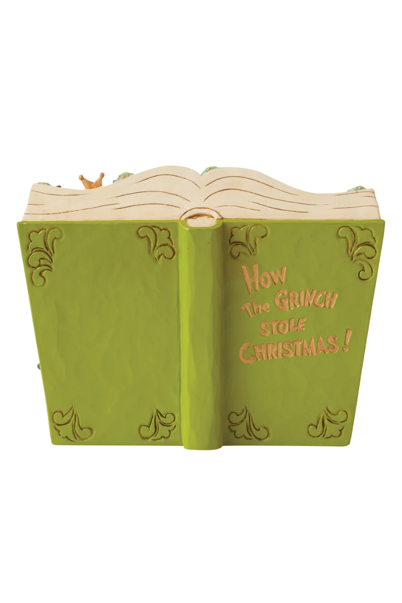 Olive Drab Jim Shore - Sneaky Grinch Stealing Presents Storybook
