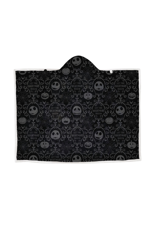 Black Disney Tim Burton's The Nightmare Before Christmas Jack Skellington Hooded Blanket