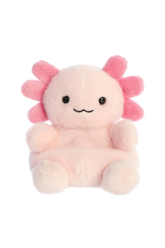 Pink axolotl plush.