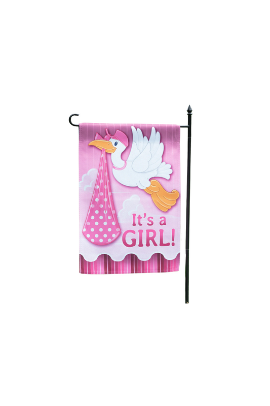 Evergreen-It's a Girl Stork Garden Flag