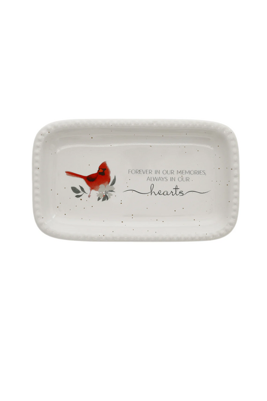 Light Gray IN OUR HEARTS 5" X 3" KEEPSAKE DISH