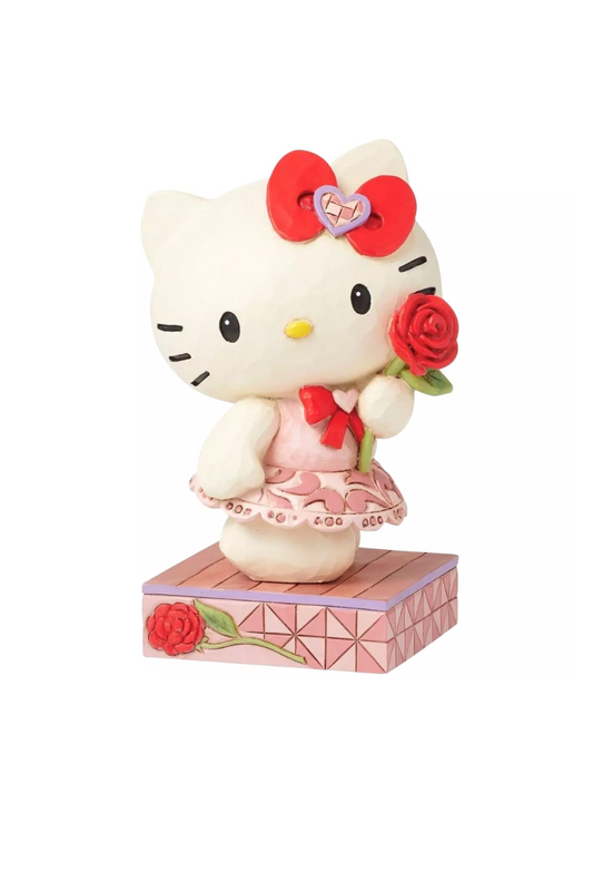 Wheat JIM SHORE SANRIO Figurine HELLO KITTY Pink Dress Red Rose Sweetheart Cat