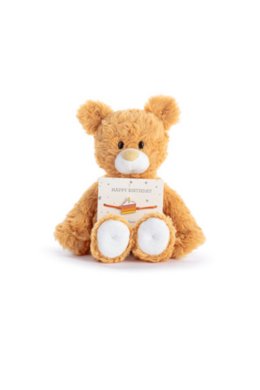 Dark Salmon Happy Birthday Orange Bear - Demdaco