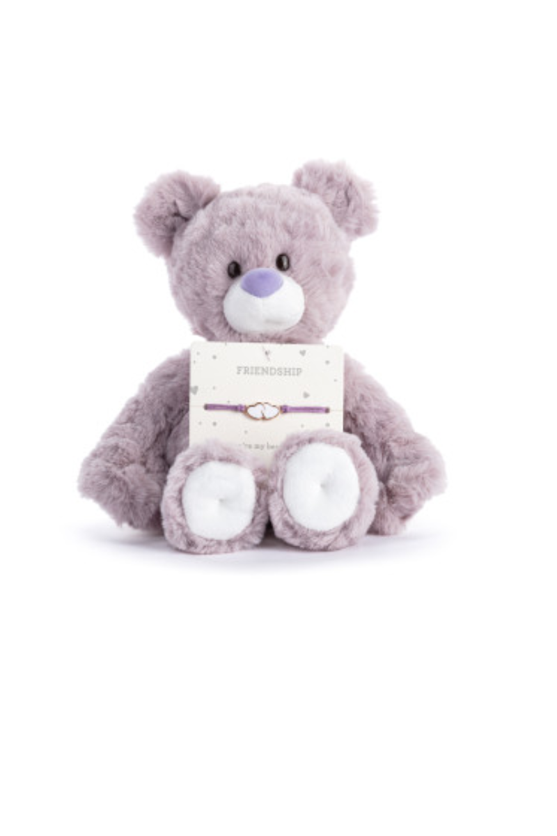 Light Gray Friendship Purple Bear - Demdaco