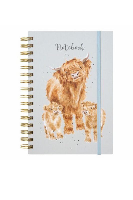 Light Gray Wrendale Designs ‘Highland Wishes’ Cow Spiral Bound Notebook