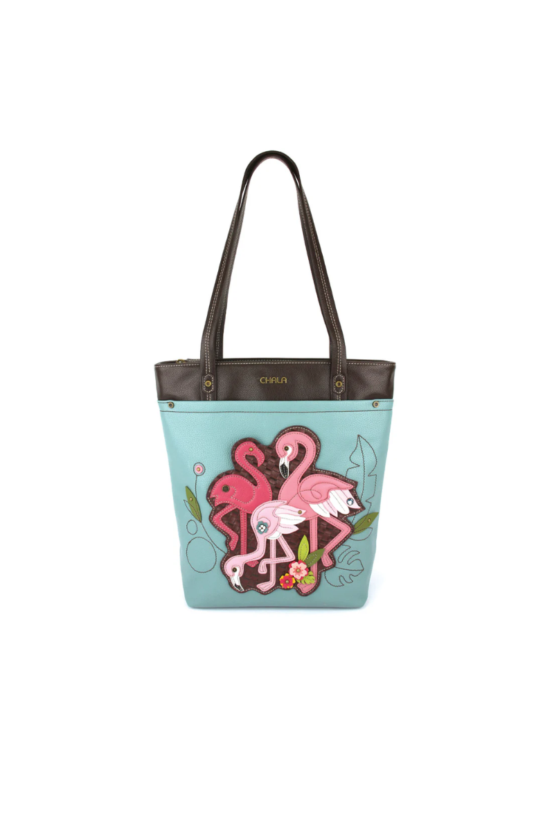 Dark Gray Deluxe Everyday Chala Tote - Flamingo