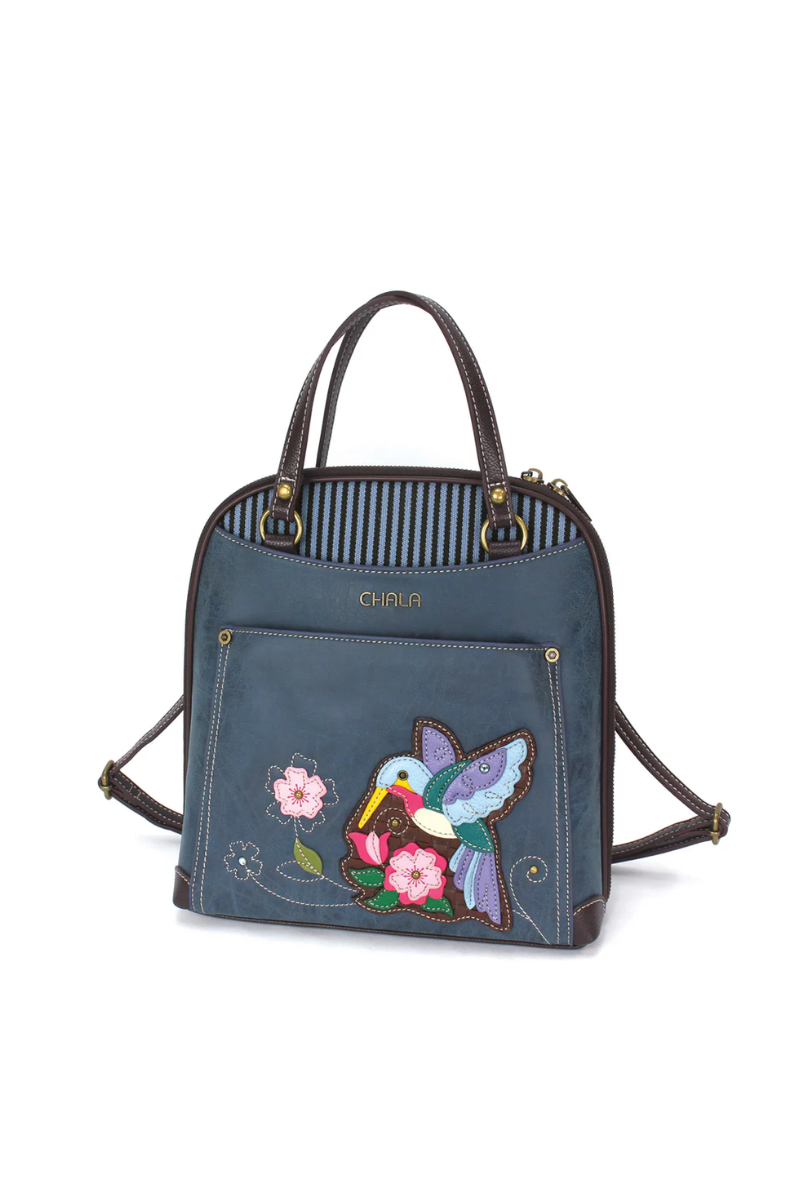 Dim Gray Convertible Backpack Chala Purse - Hummingbird