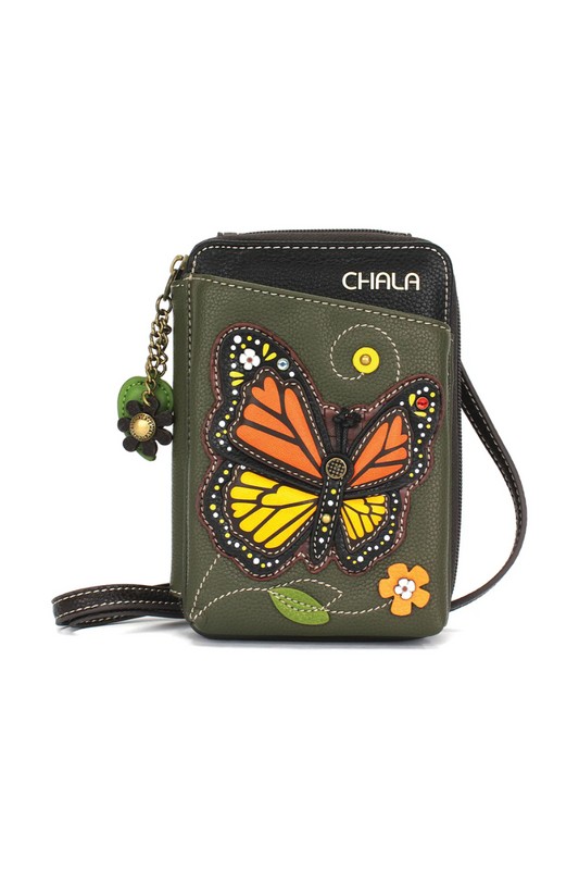 Dark Slate Gray Chala Wallet Crossbody - Monarch Butterfly