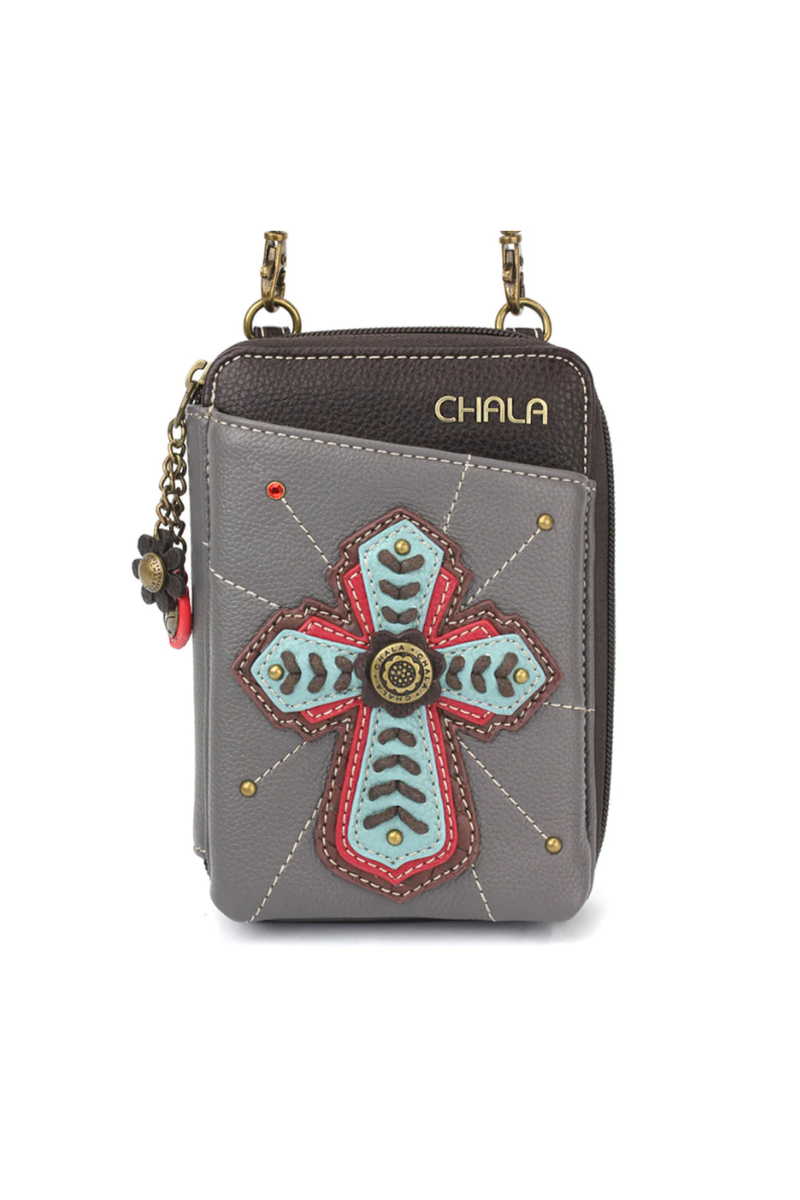 Dim Gray Chala Wallet Crossbody - Chevron Cross