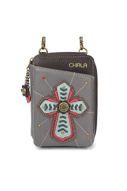 Dim Gray Chala Wallet Crossbody - Chevron Cross