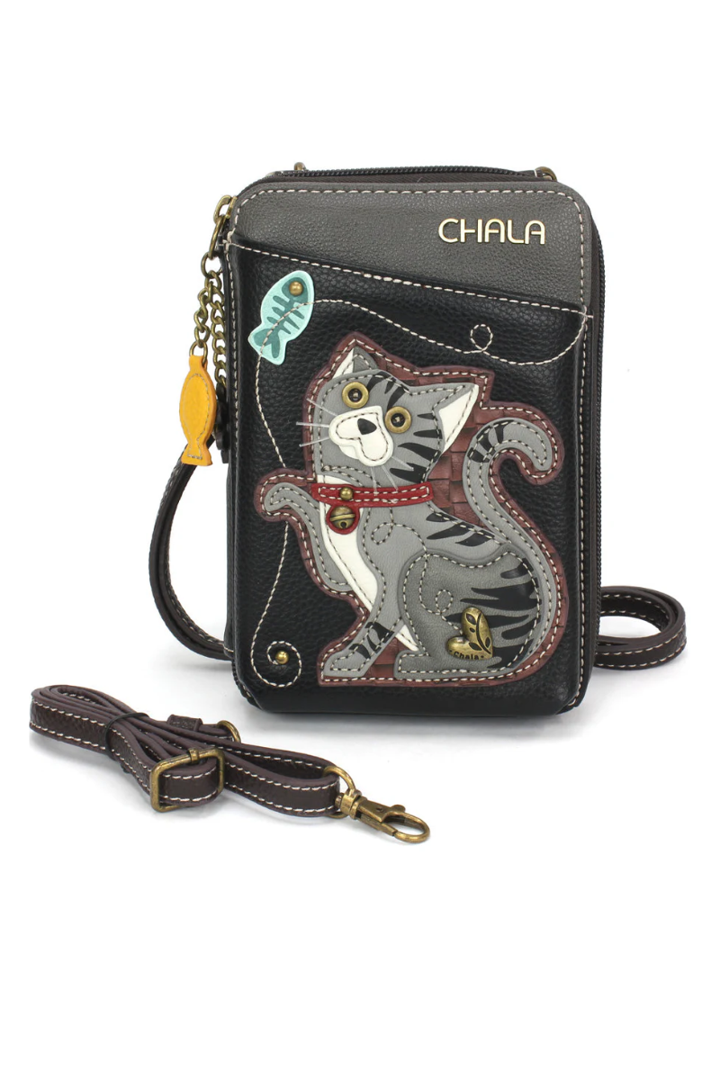 Dark Slate Gray Chala Wallet Crossbody - Gray Tabby Cat