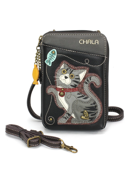 Dark Slate Gray Chala Wallet Crossbody - Gray Tabby Cat