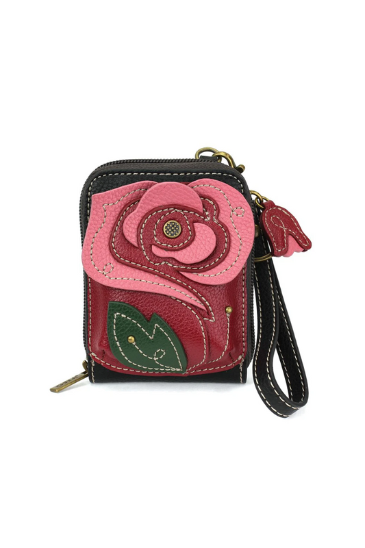 Sienna Chala Cute Credit Card Holder / Wallet Wristlet - Red Rose