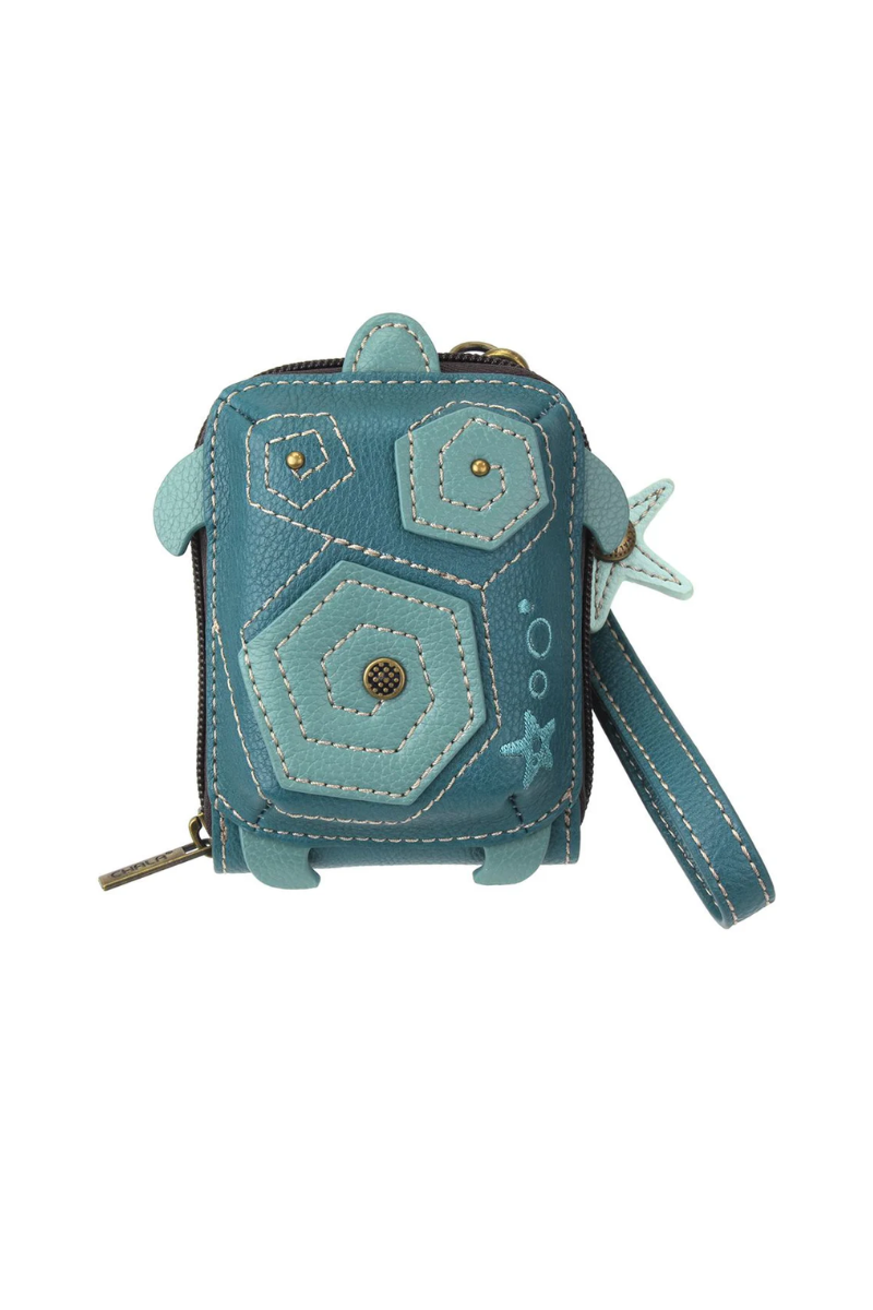 Slate Gray Chala Cute Credit Card Holder / Wallet Wristlet - Turtle