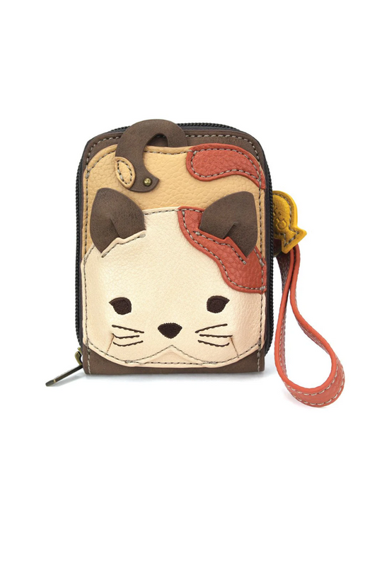 Wheat Chala Cute Credit Card Holder / Wallet Wristlet - Cat