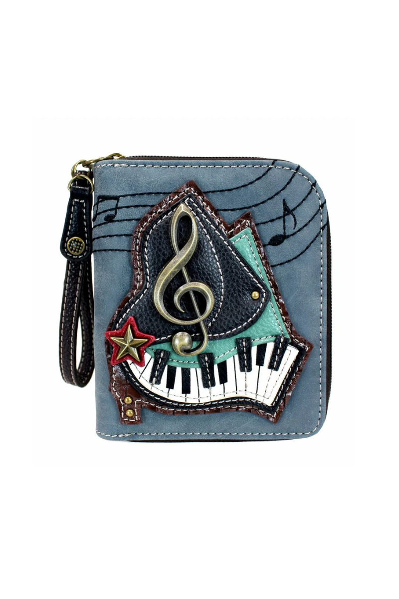 Dim Gray Chala Zip Around Wallet - Piano