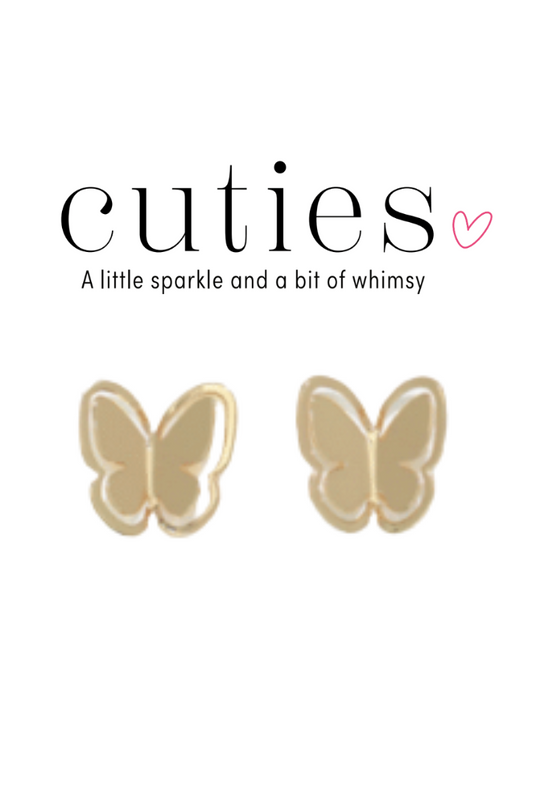 Tan Cuties Gold Butterfly Stud Earrings