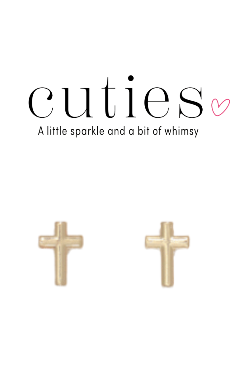 Gray Cuties Gold Cross Stud Earrings