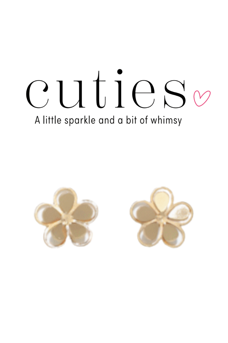 Gray Cuties Gold Flower Stud Earrings