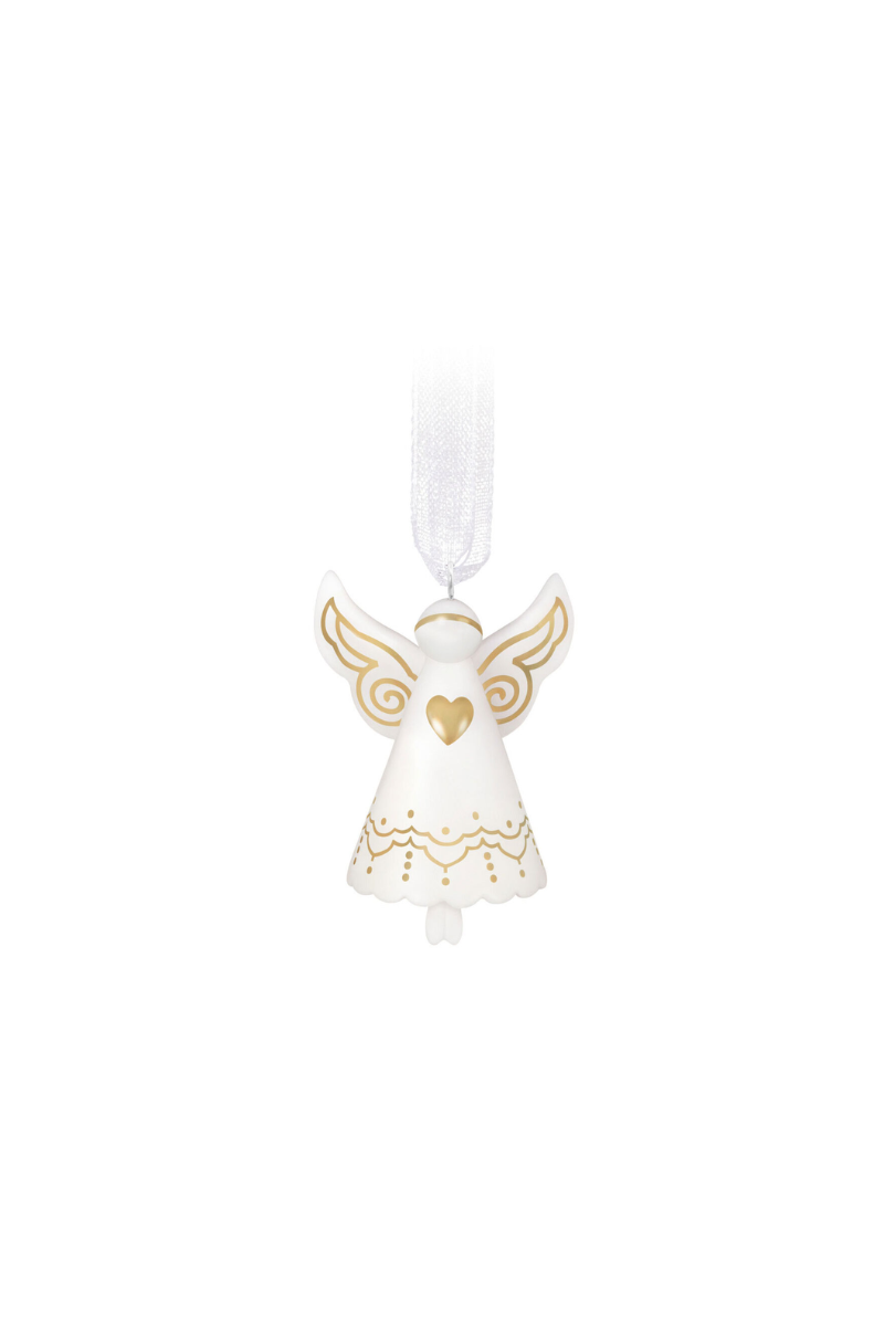 White Smoke 2025 Ornament - Mini Little Angel Porcelain Ornament, 1.25"