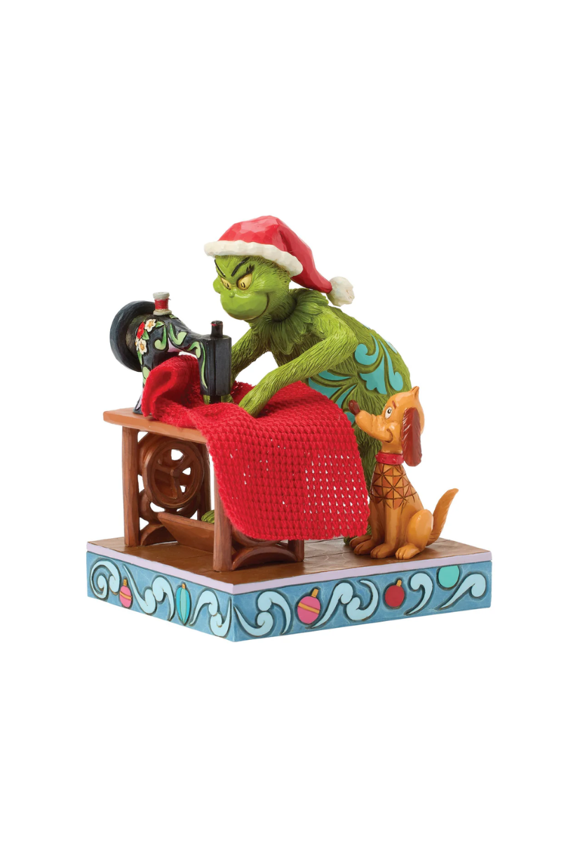 Sienna Jim Shore - Grinch Sewing Santa Suit with Max