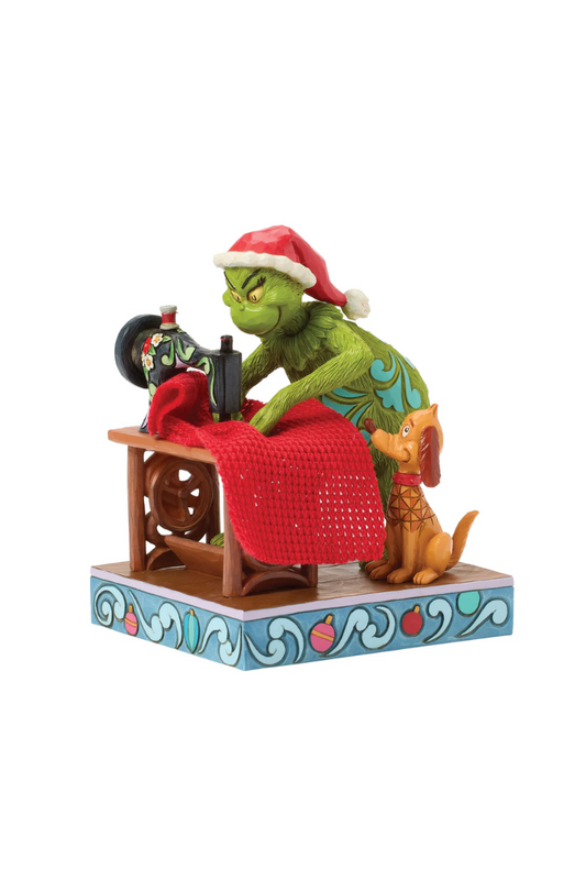 Sienna Jim Shore - Grinch Sewing Santa Suit with Max